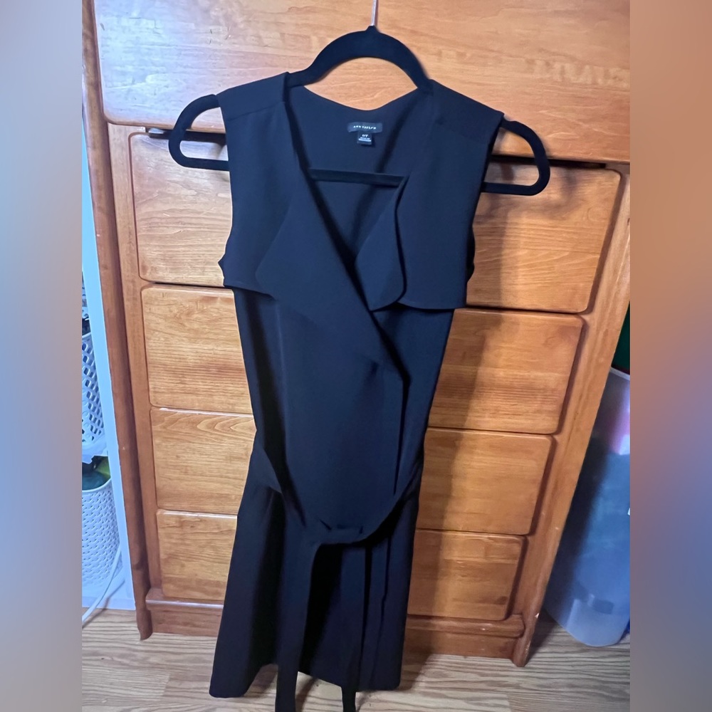 Ann Taylor 0 tall black dress with tie.